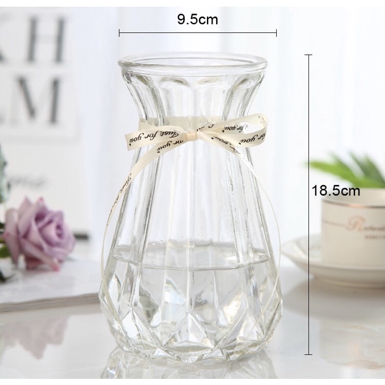 Lọ hoa thủy tinh cắm hoa trang trí bàn làm việc phòng khách phong cách vintage nhẹ nhàng - Sindecor