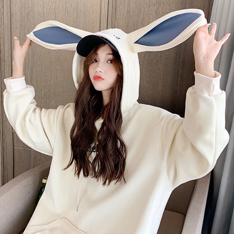 Áo hoodie nữ bigsize tai thỏ dễ thương, áo nỉ nữ SUNNY form rộng cá tính
