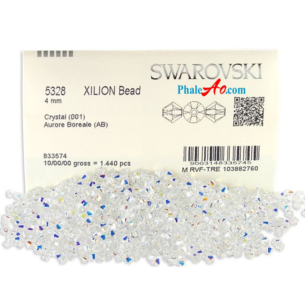 10v Pha lê Áo Swarovski hạt nón 3,4,5,6mm 001AB 5328 lấp lánh sắc cầu vồng - PhaleAo