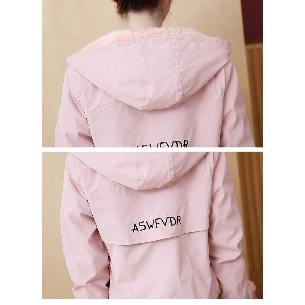 Áo khoác lót bông mềm có nón trùm phong cách Hàn Quốc trẻ trung cho nữ | BigBuy360 - bigbuy360.vn