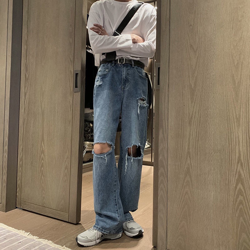 Quần Jeans Dài Ống Rộng Thời Trang Dành Cho Nam