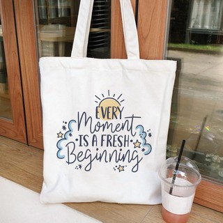 Túi tote Canvas Vải Bố In Chữ Đơn Giản Có Khóa Kéo