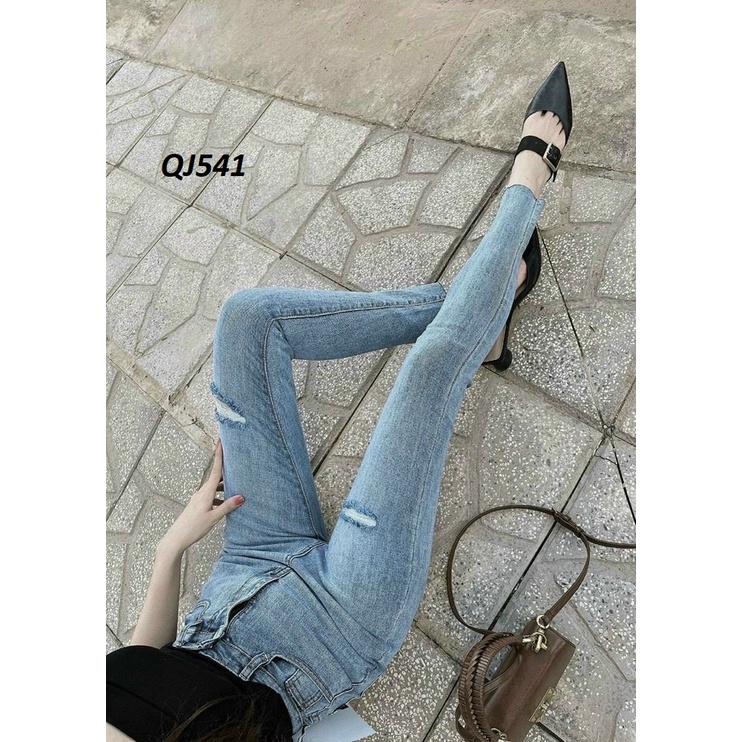 Quần Jeans Skinny Lưng Cao Rách Gối QJ541