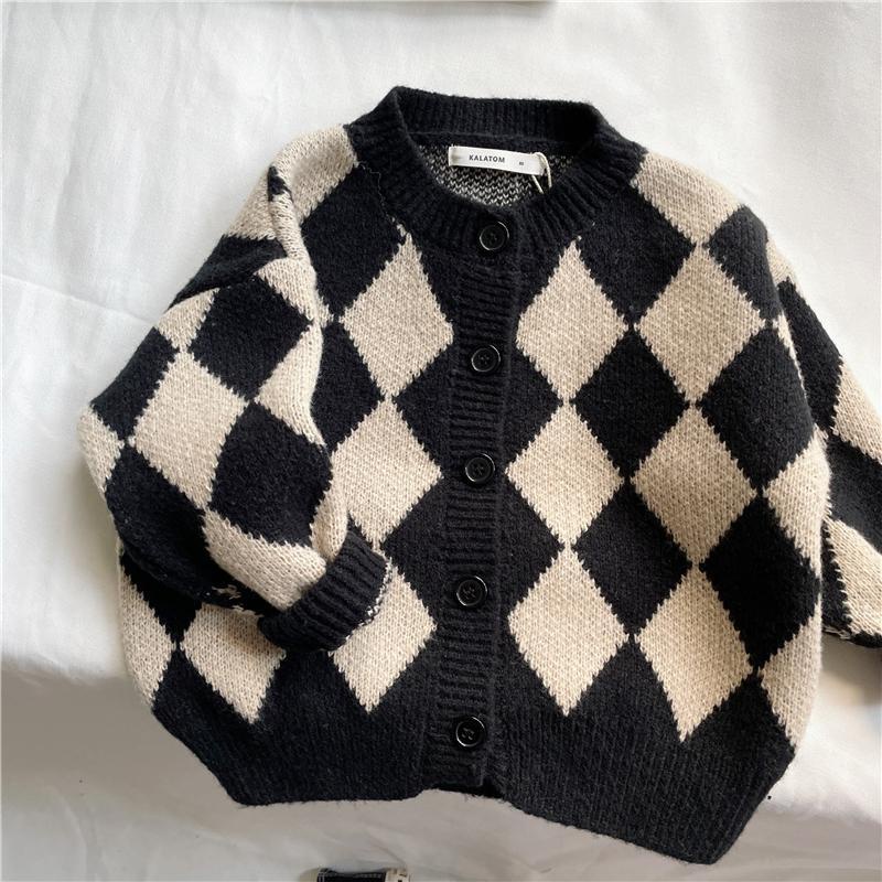 MNGRL Áo Cardigan Len Kẻ Sọc Thoải Mái Hàn Quốc Cho Bé Trai Bé Gái