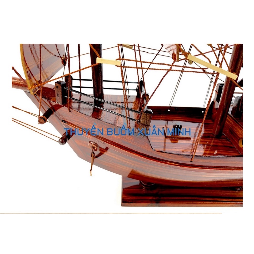 Thuyền Buồm Gỗ Mô Hình Tàu Đánh Cá Thái Lan - Gỗ Tràm - Thân tàu dài 40cm - Gỗ tự nhiên