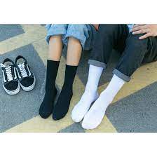 Tất nam nữ cô cao hàn quốc Mellow, vớ cô cao nam nữ, chất Cotton  đen trắng kháng khuẩn thoáng khi co gián tốt êm chân