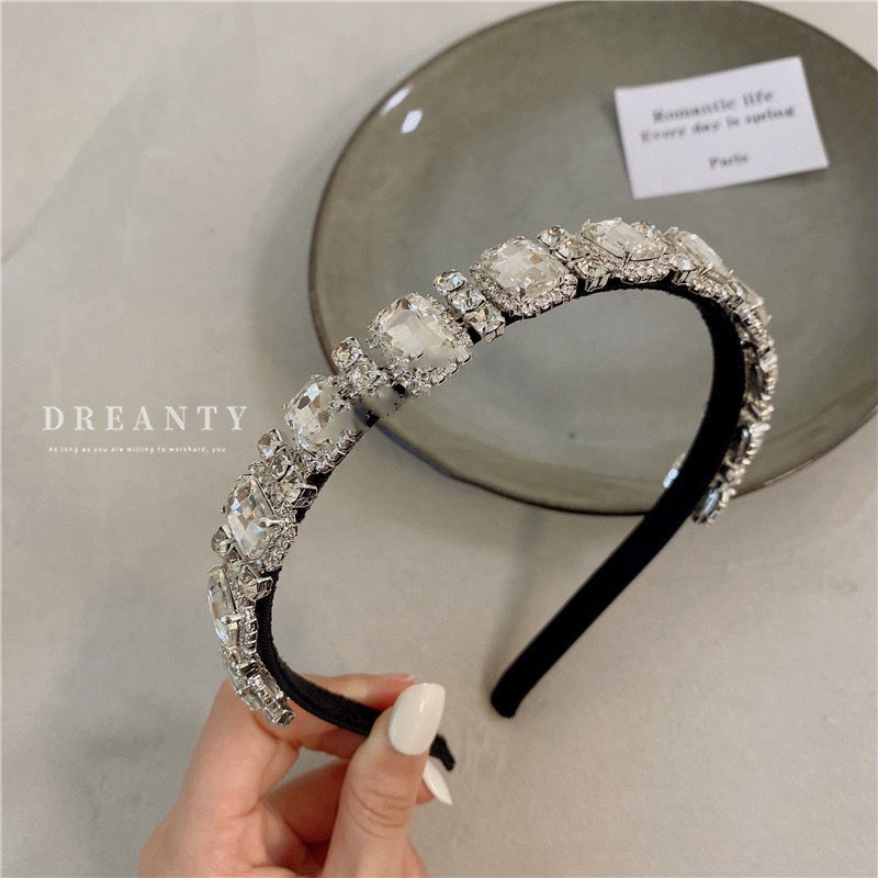 Băng Đô Cài Tóc Bằng Kim Loại Đính Kim Cương Giả Phong Cách Hàn Quốc Thời Trang Cho Nữ