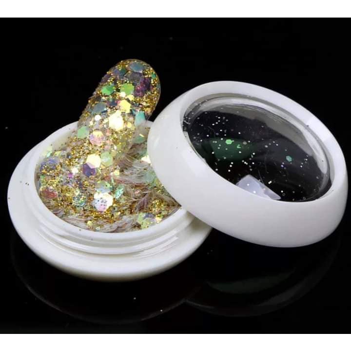 Sét nhũ vẩy cá 6 hũ siêu sáng ẩn gel,nhũ ẩn gel nails