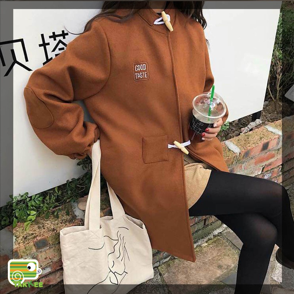 Áo Dạ Dàng Dài Nữ Phong Cách Ullzang Trẻ Trung Màu Nâu Tây Siêu Sang Chảnh