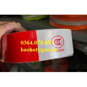 BĂNG KEO PHẢN QUANG KIM CƯƠNG TRẮNG DỌC ĐỎ