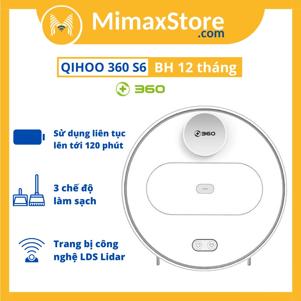 [Hỏa Tốc - HCM] Robot Hút Bụi Lau Nhà Qihoo 360 S6 | Hàng Chính Hãng | Bảo Hành 12 Tháng | Mimax Store