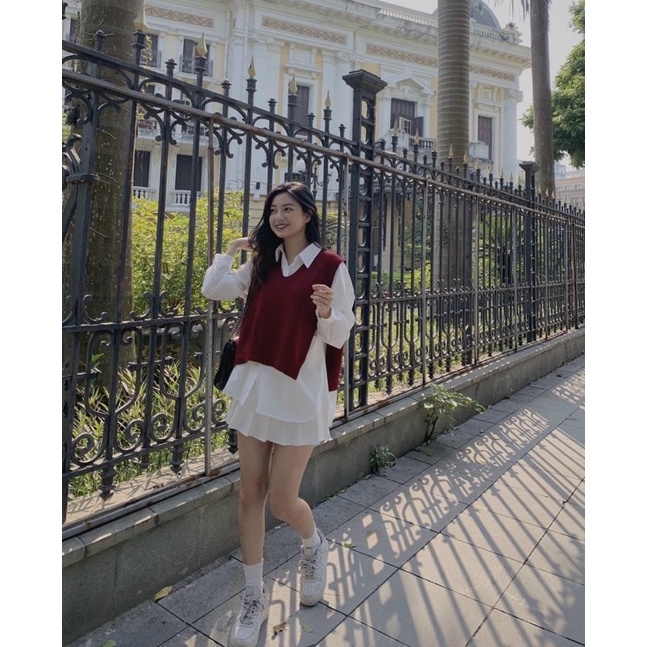 Váy cổ vest nơ đá sang chảnh noel và tết | BigBuy360 - bigbuy360.vn