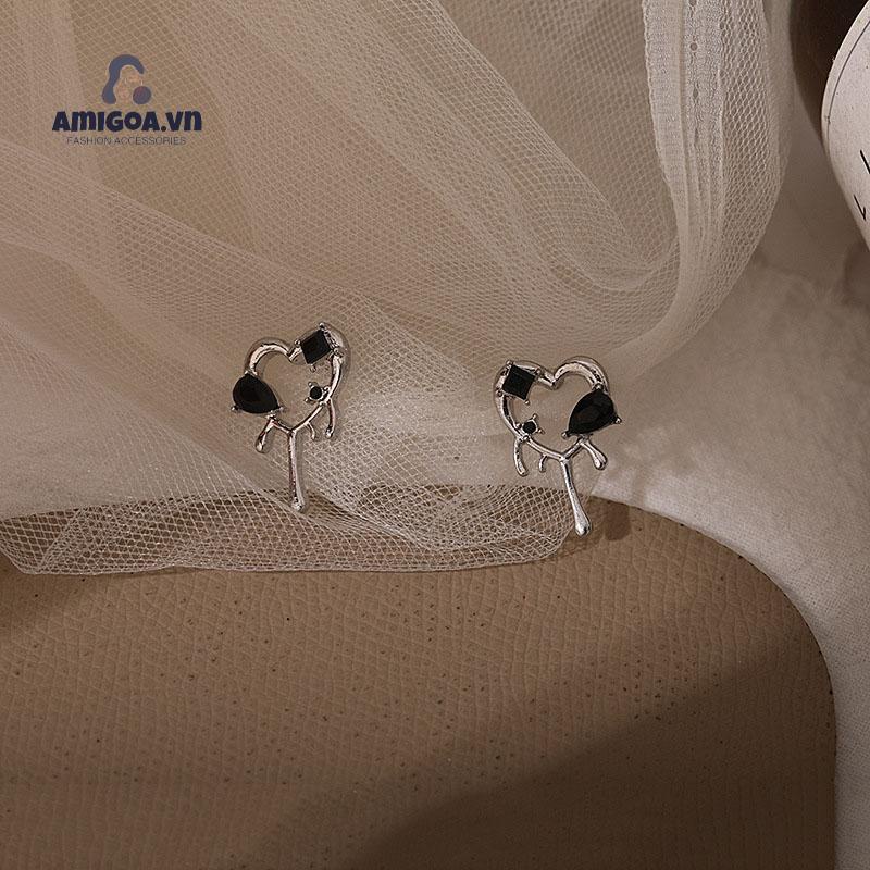 ✨✨ Bông tai mạ bạc 925 hình trái tim thời trang phong cách Hàn Quốc cho nữ
