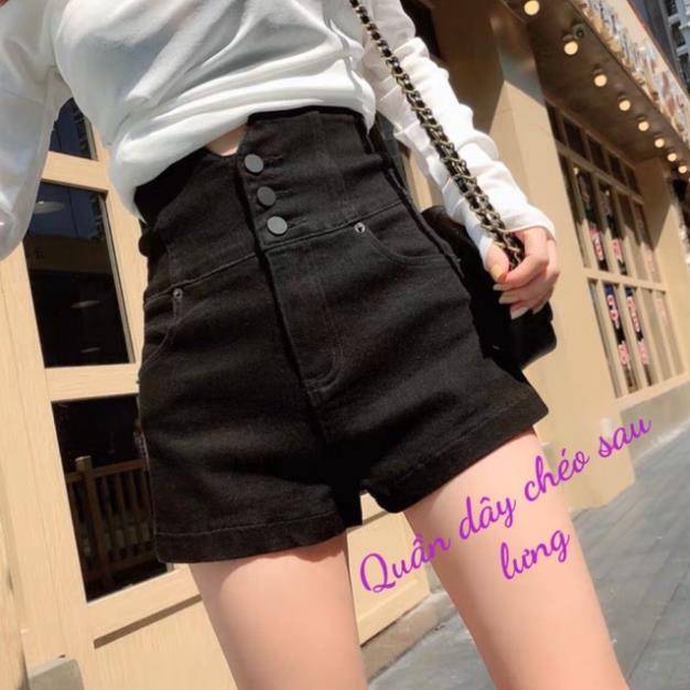 Quần Short Cạp Lưng Cao Phối Nút Dây Đai Đan Chéo Lưng Cá Tính Hiện Đại Tôn Dáng DRQS11