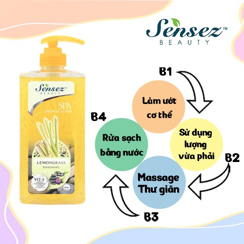 Sữa Tắm Tẩy Tế Bào Chết Hạt Massage Sensez Beauty Sữa Tắm Trắng Da Dưỡng Ẩm - 680ml (Hoa Lan, Hoa Hibiscus, Lavender)
