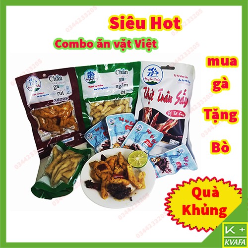 Đồ Ăn Vặt Việt Nam Siêu Hot: Chân Gà Rút Xương / Chân Gà Ngâm Ớt / Thịt Bò Khô / Thịt Trâu Gác Bếp [ĐẶC SẢN NGON KVAFA]