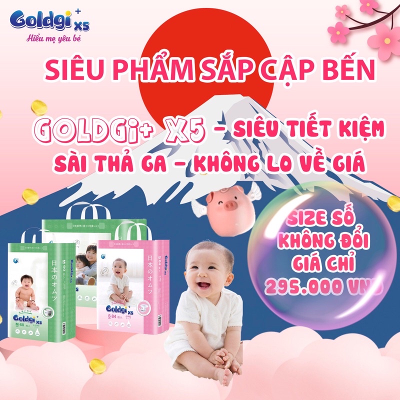 Bỉm GOLDGIX5 Nhật Tã Dán/Quần NB92/S84/M66/L56-M60/L48/XL44 phiên bản siêu tiết kiệm