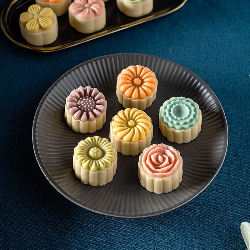 Khuôn Làm Bánh Trung Thu / Mặt Trăng / Bánh Trung Thu Hình Hoa 3d 6 Ô 50g Diy