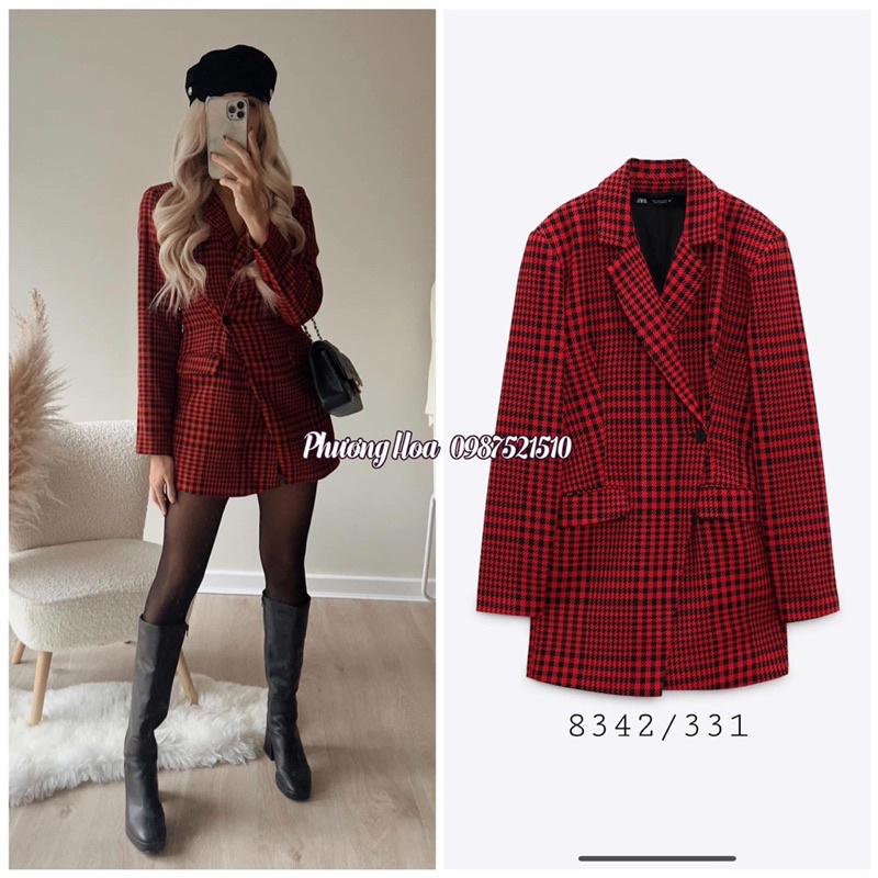 ZARA Đức - Jumpsuit chính hãng auth new tag cao cấp có sẵn sale váy caro tweed dạ nỉ đỏ noel ngắn blazer vest áo