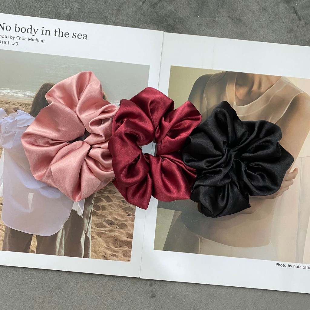 Dây Buộc Tóc Màu Trơn Phong Cách Retro Cho Nữ