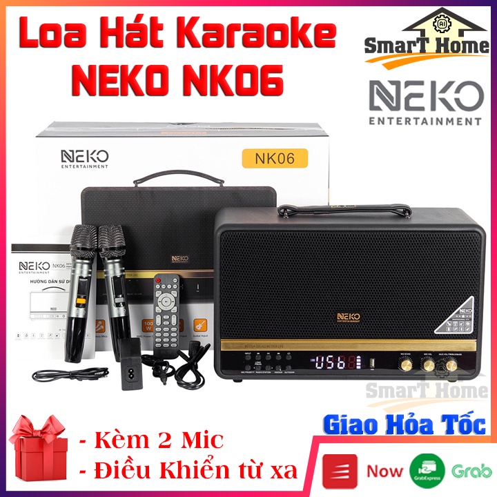 (Kèm 2 Mic) Loa Bluetooth Karaoke NEKO NK06 - Loa Hát Karaoke Bluetooth Mic Không Dây Có Điều Khiển Từ Xa Chính Hãng