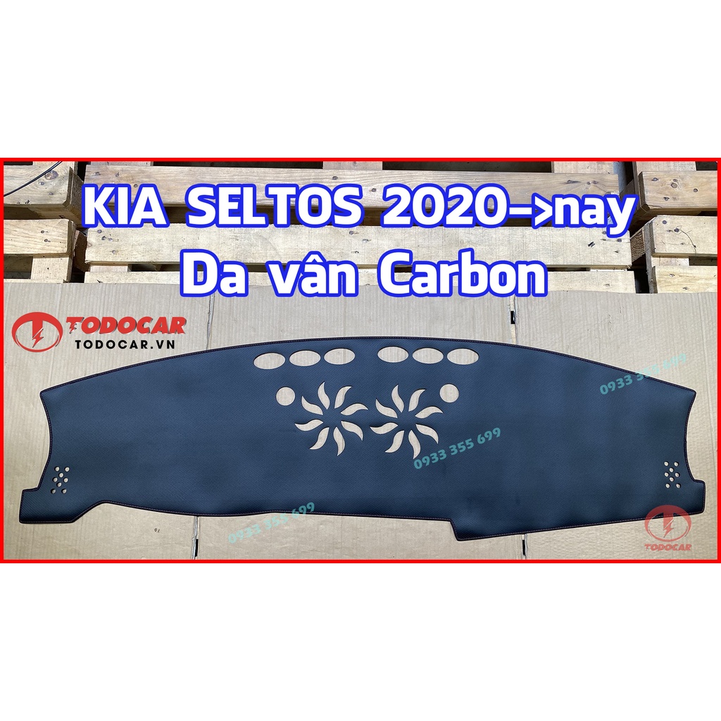 Thảm Taplo KIA SELTOS bằng Nhung lông Cừu, Da vân Carbon, Da vân Gỗ 2020 2021 2022 2023 2024 2025 2026+