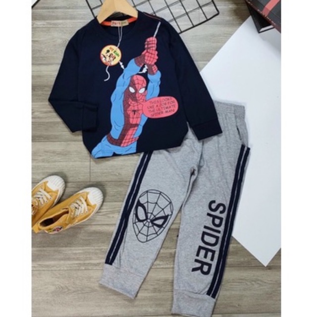 Bộ Quần Áo Thu Đông Bé Trai Vải Cotton Xuất Dư , Bộ Cotton Dài Tay Bé Trai