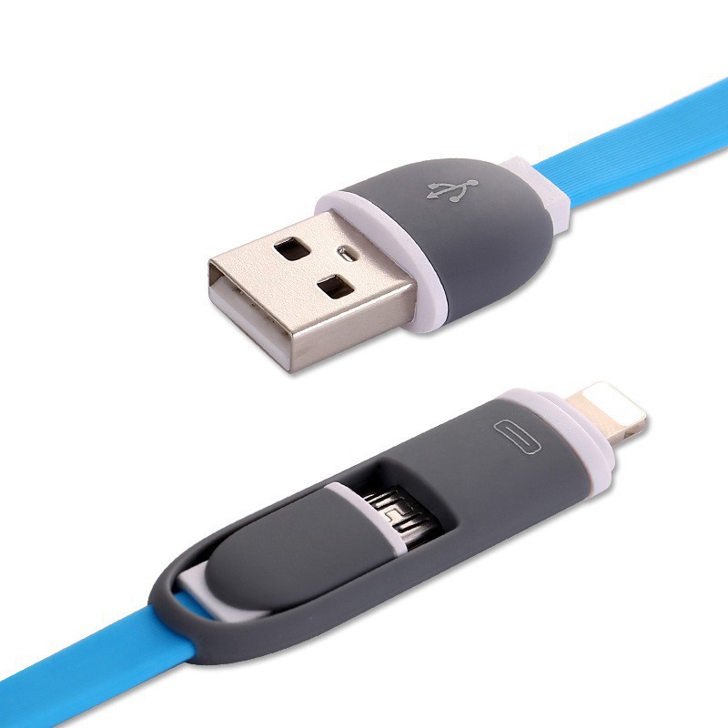 Dây Cáp Sạc 1M 2 Trong 1 Cổng Lightning Micro Usb Cho Điện Thoại Android Iphone