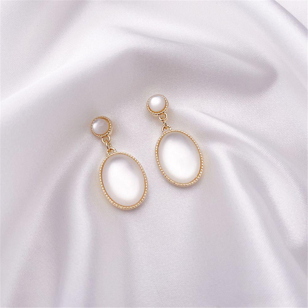 Khuyên Tai Dáng Dài Hình Cánh Hoa Đính Đá Opal 1 Cái