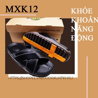 DÉP NAM DA BÒ QUAI NGANG DR. MARTENS MXK12 CAO CẤP - DÉP DA BÒ ĐEN BẢO HÀNH - MIỄN PHÍ VẬN CHUYỂN