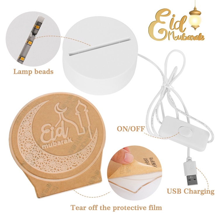 Đèn LED trang trí hình mặt trăng phong cách Hồi giáo