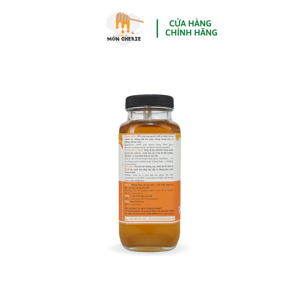 [250ml] Mật Ong Hoa Xuyến Chi Nguyên Chất Mon Cherie Honey Thoảng Vị Hoa Cỏ Thiên Nhiên 350g