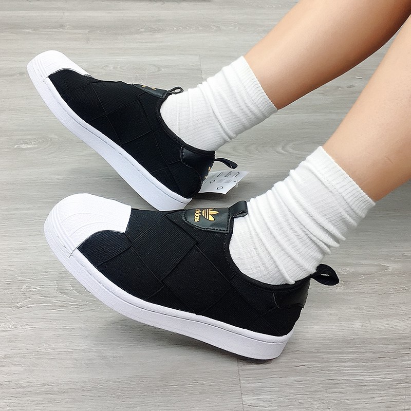 Giày Thể Thao Adidas 🔥FREESHIP🔥 Adidas Superstar Slip On W Core Black Gold - Giày Nữ Sneaker Adidas Chính Hãng -FV3187