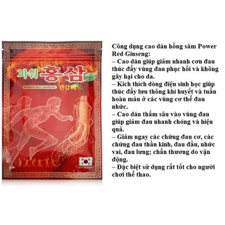 Cao dán sâm đỏ Hàn Quốc cao cấp 20 miếng/gói