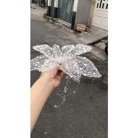 cài hoa ren kết hạt, kim sa.hoa cài tóc cô dâu