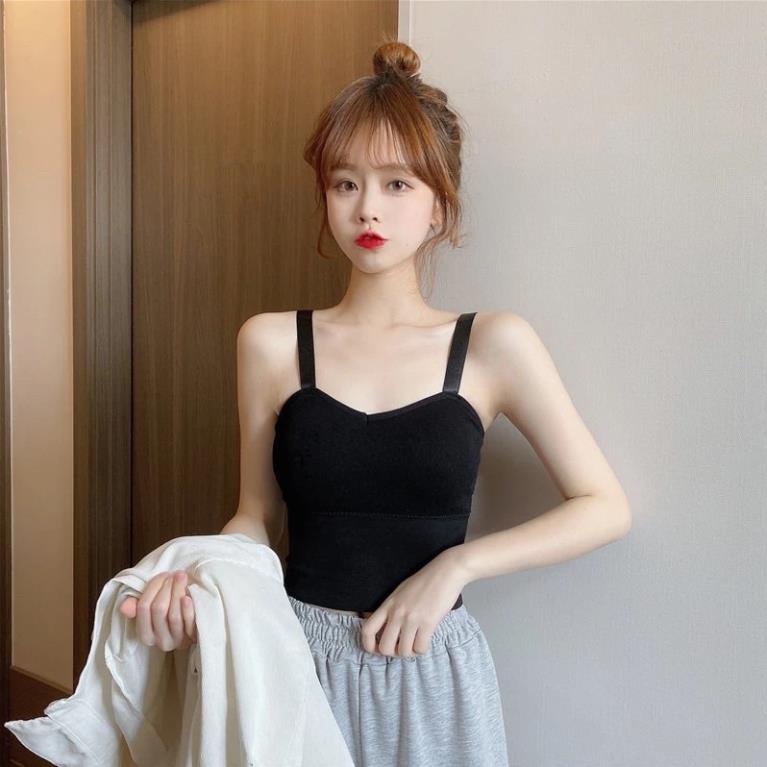 👙 Áo lót nữ ❤️ Áo Bra Nữ 2 Dây Gân Tăm Dáng Dài Có Mút Nâng Ngực Dây Bản To Điều Chỉnh 828 👙