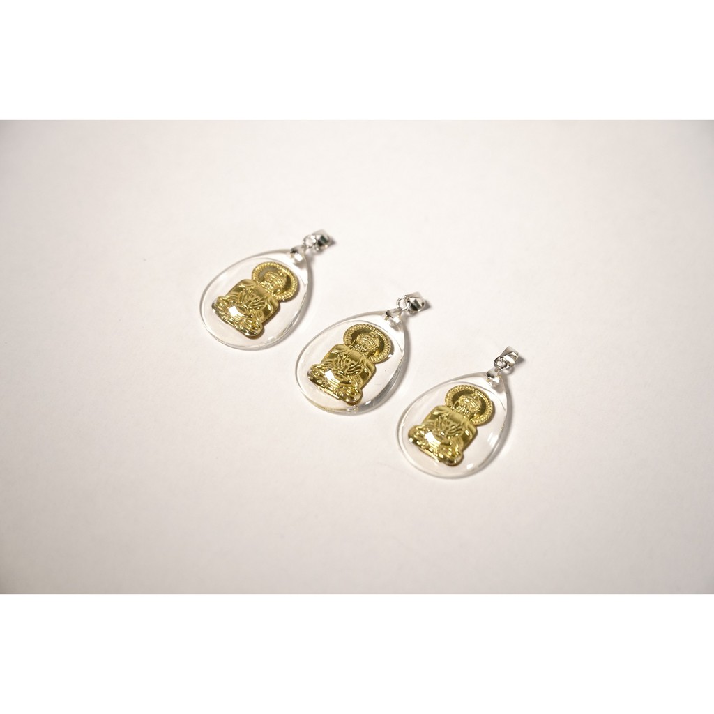 Mặt tượng dây chuyền Phật Quan Âm Bồ Tát pha lê giọt nước mạ vàng có móc inox sẵn đẹp bền | BigBuy360 - bigbuy360.vn