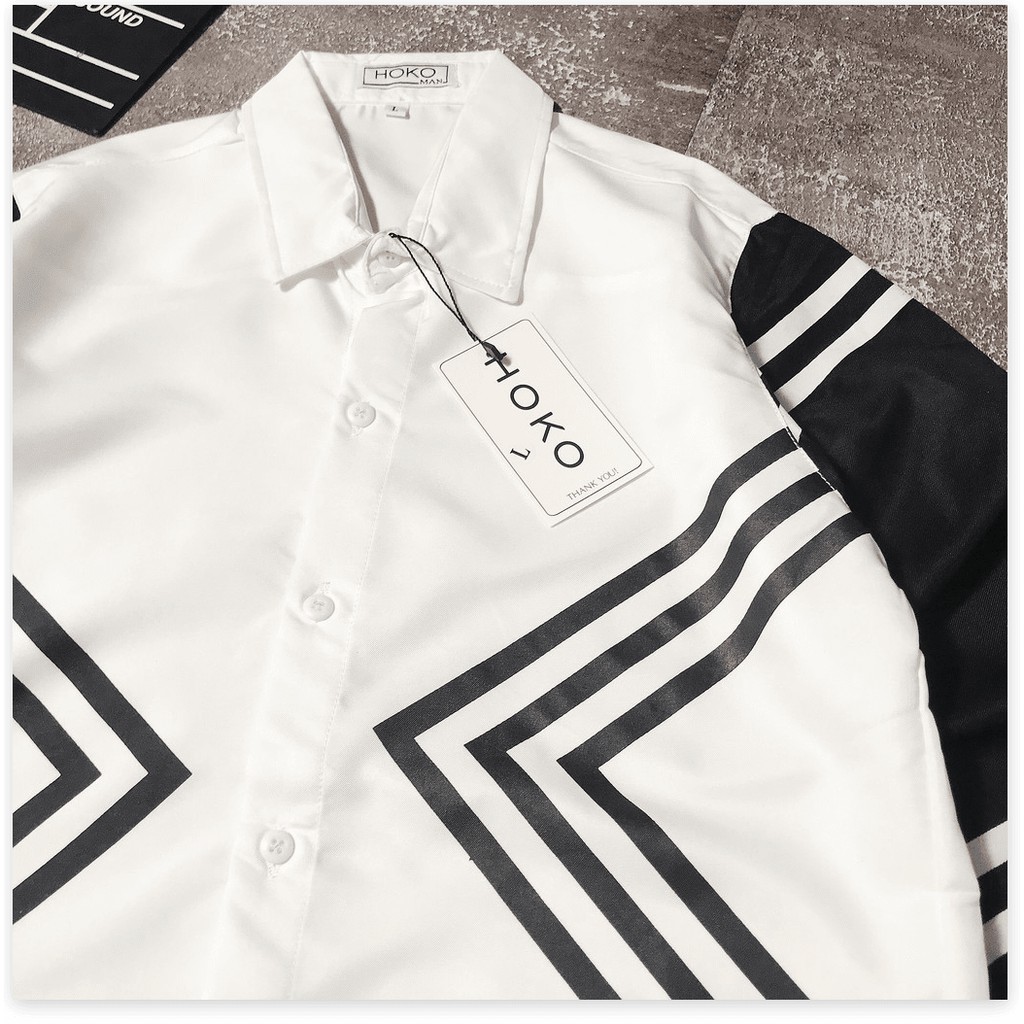 Áo sơ mi tay dài phối sọc đen cực chất , siêu đẹp cho anh em KOKO MI STORE