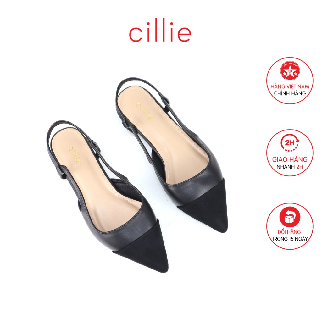 Giày sandal nữ phối màu mới lạ bít mũi hở hậu đi làm đi học dạo phố Cillie 1212