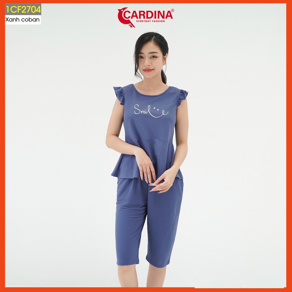Đồ bộ nữ CARDINA chất cotton Nhật cao cấp quần ngố áo cộc tay mềm mại thoáng mát 1CF27