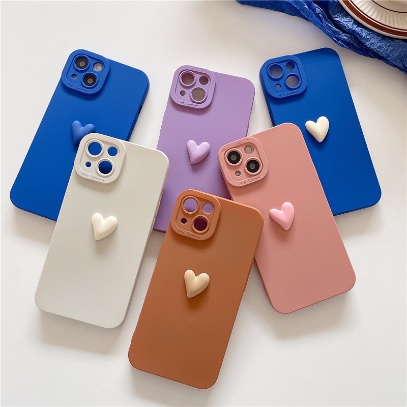 (SIÊU RẺ) Ốp lưng iphone procam trái tim nổi nhỏ màu kem và nâu 7plus/8/8plus/x/xr/xs/11/12/13/pro/max/plus/promax