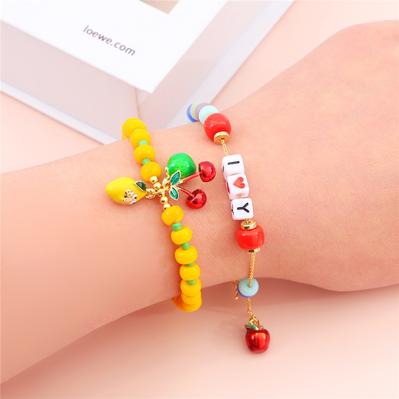 Set hạt mặt dây chuyền vòng đeo tay trang sức BEADIA thiết kế trái cây hoạt hình hợp kim thời trang mới đáng yêu