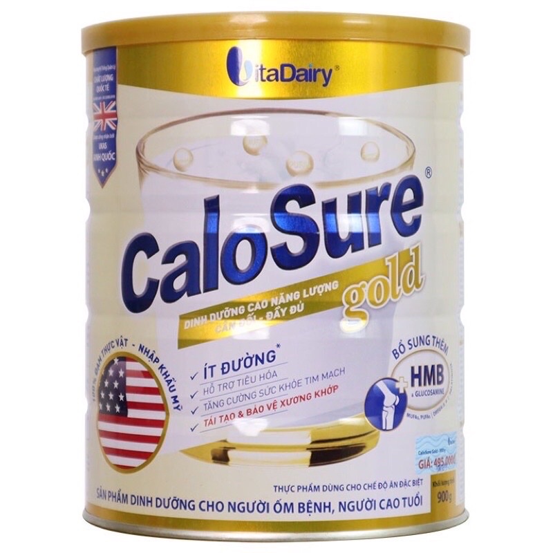 Tặng 1 bịch khăn ướt- Sữa bột Calosure gold lon 900g (chính hãng, date mới)