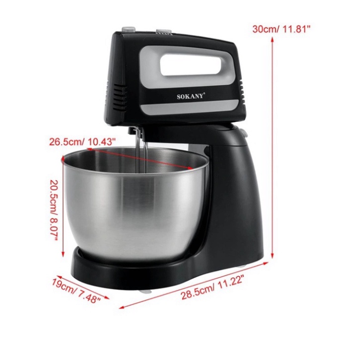 Máy đánh trứng trộn bột để SOKANY công suất lớn 400W Cối trộn 3,5L
