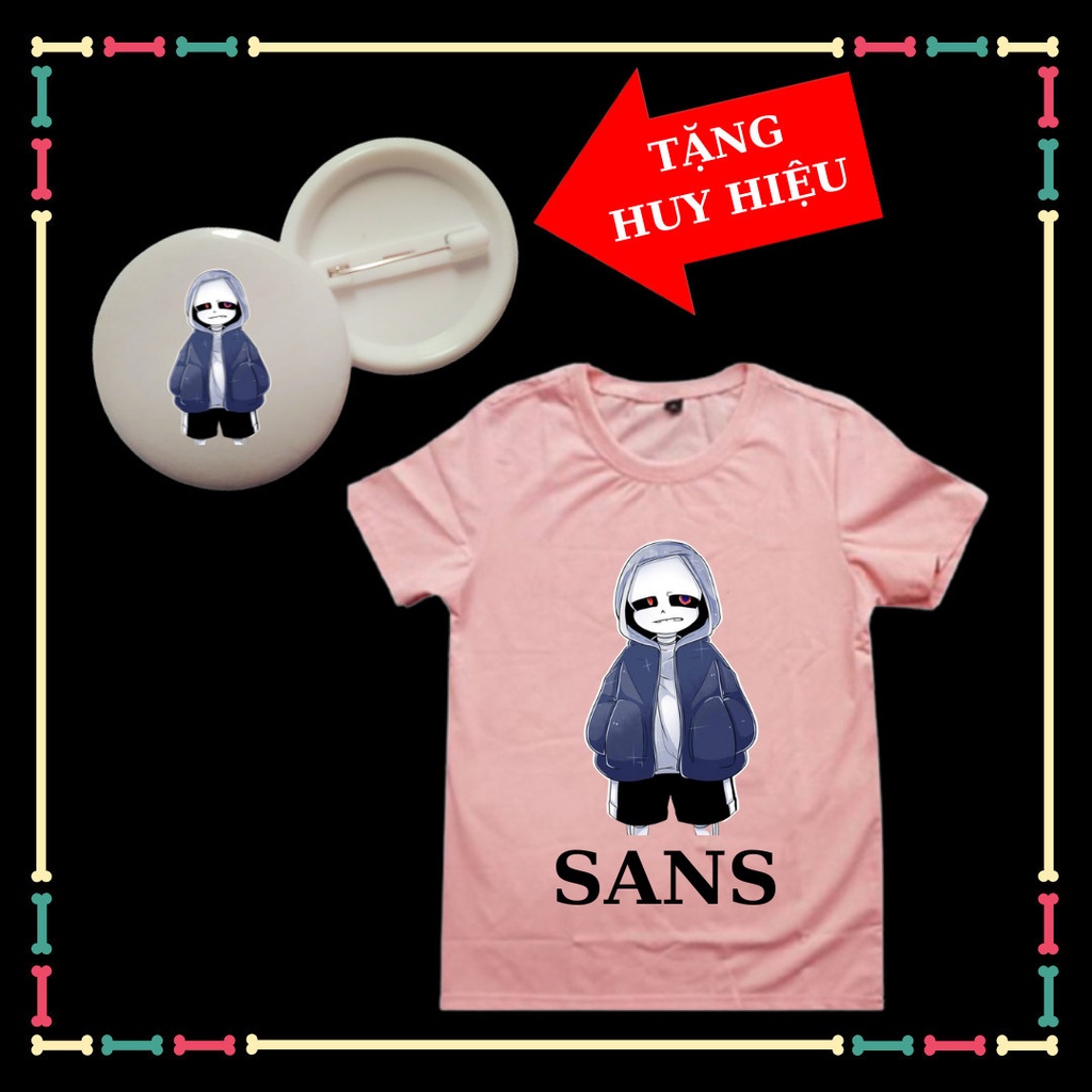 Áo thun bé Sans trẻ em siêu ngầu, đủ màu sắc, đủ size áo, kèm huy hiệu Sans