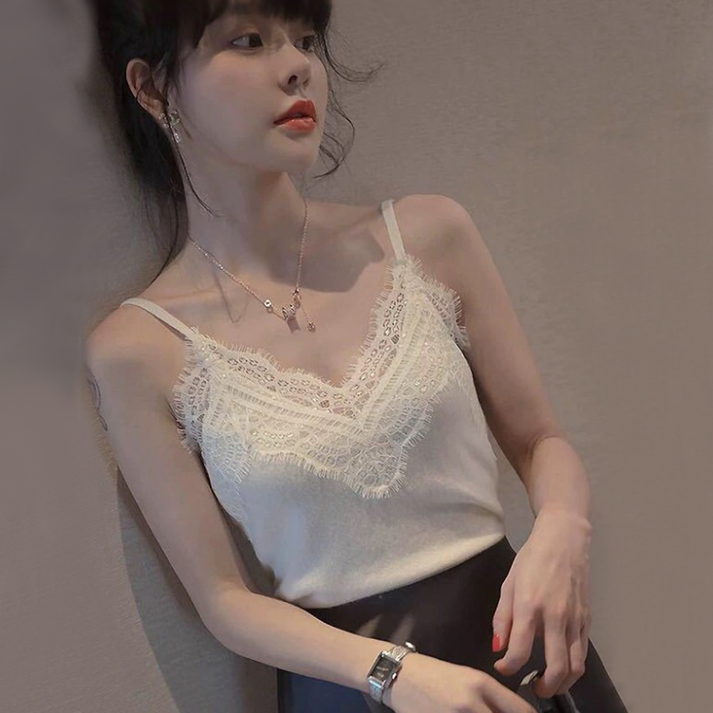 Áo Sát Nách Phối Ren Hoa Thiết Kế Cổ Chữ V Quyến Rũ | BigBuy360 - bigbuy360.vn