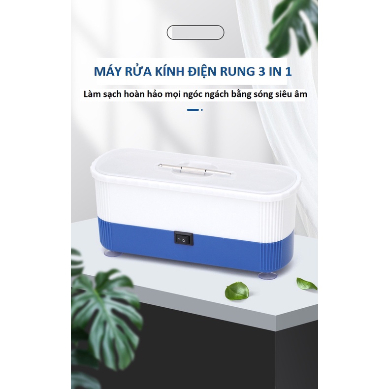 Máy rửa - vệ sinh kính, đồng hồ, trang sức bằng sóng âm đa năng 3 in 1 - [Tặng kèm tô vít 2 đầu]