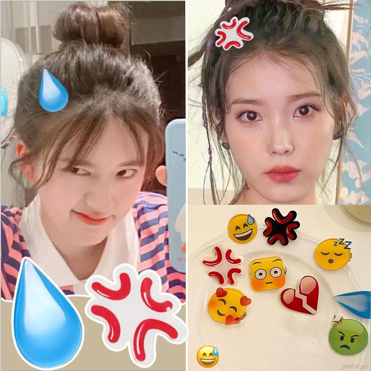 Kẹp tóc mặt hình giọt nước in hình biểu tượng cảm xúc Blackpink