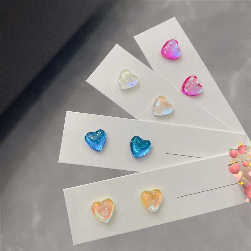 Bông tai hình trái tim màu sắc ngọt ngào thời trang cho nữ