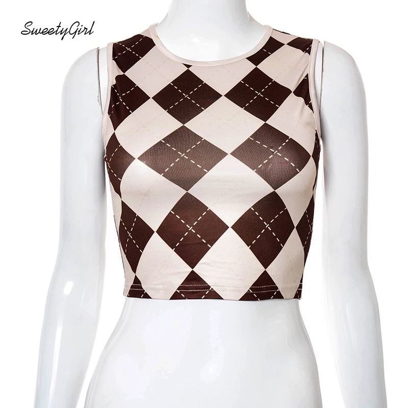 Áo hai dây cổ tròn dáng ôm màu sắc tương phản thời trang cho nữ